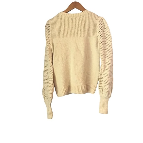DEREK LAM 10 CROSBY Ella Puff Sleeve Sweater Ivory Cotton XS - Picture 6 of 7